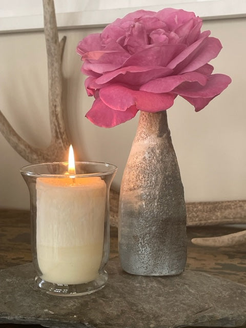 Fragrance Free Plant & Beeswax Votive in Hurricane Glass